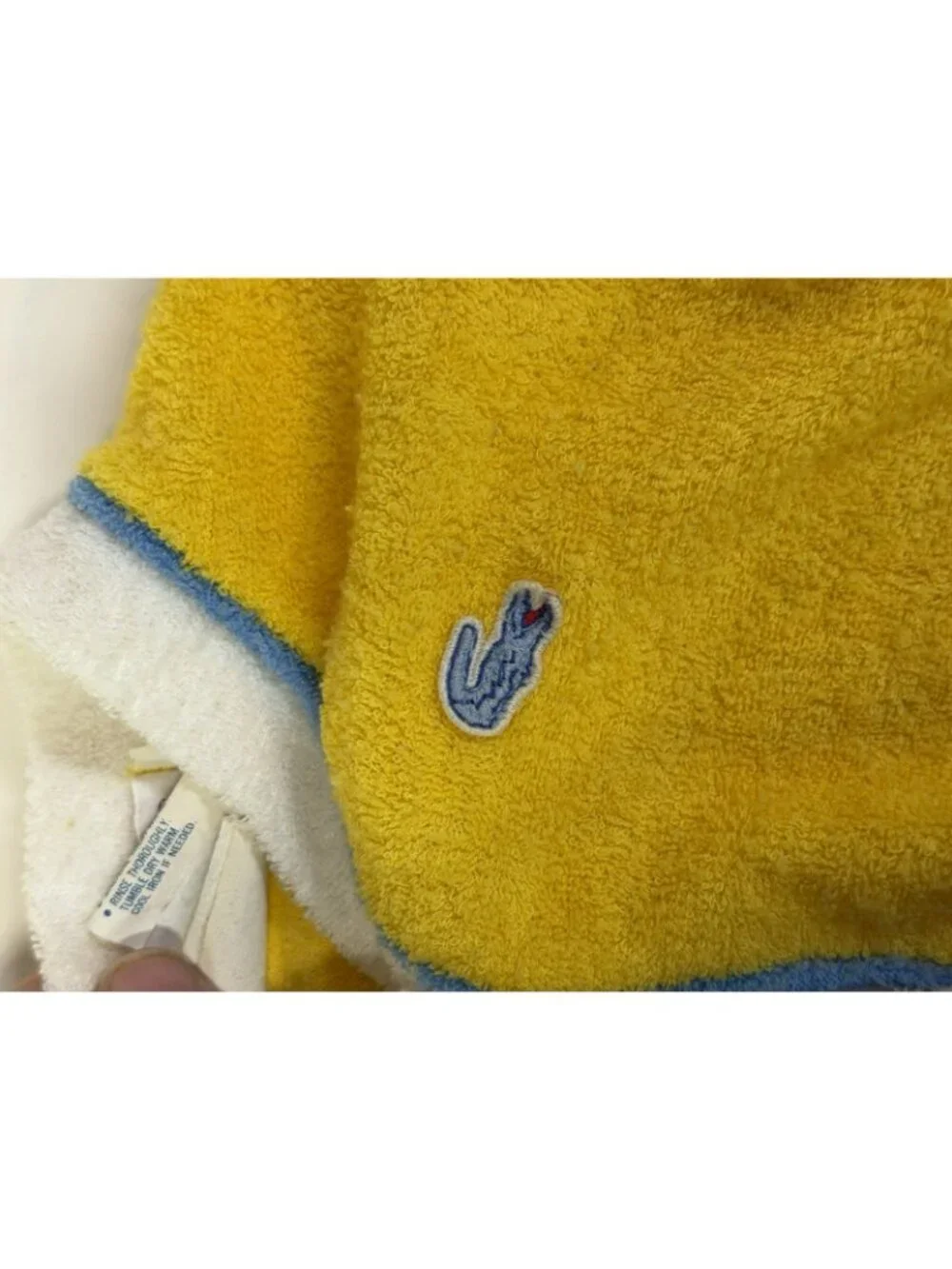 (2) Vintage Lacoste Yellow Blue Terry Cloth Baby Sleeper Pajamas Large 19-27 LBS